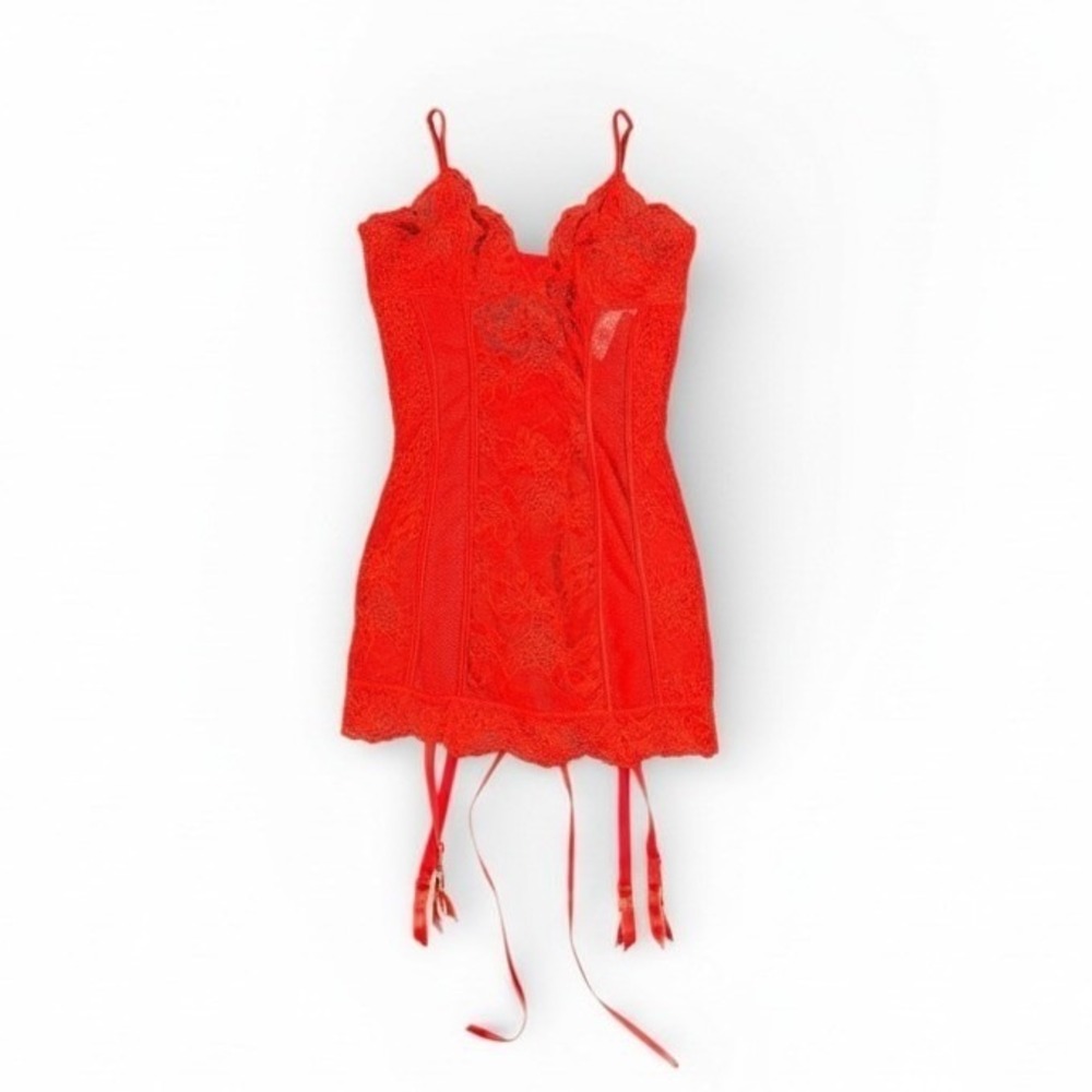 Victoria's Secret Red Lace‎ Corset Garter Straps Lingerie M coquettecore